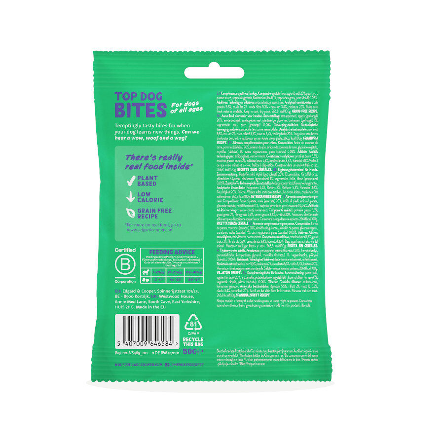 50 g Edgard & Cooper Bocaditos Mini de Manzana snack para perros, , large indicador imagen numero 6